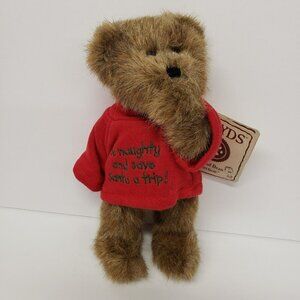 Boyds 8" Head Bean Collection Doin Without Be Naughty Christmas Bear Plush